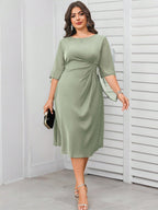 Vestido Midi Plus Size Para Festa Meia Manga