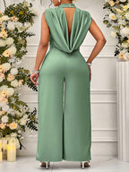 Macacão Para Festa Plus Size Elegante de Cetim
