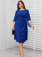 Vestido Midi Plus Size Para Festa Meia Manga