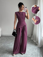 Conjunto Feminino Blusa Sem Decote e Calça Pantalona