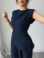 Conjunto Feminino Blusa Sem Decote e Calça Pantalona 