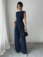 Conjunto Feminino Blusa Sem Decote e Calça Pantalona 
