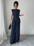 Conjunto Feminino Blusa Sem Decote e Calça Pantalona 