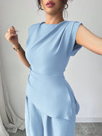 Conjunto Feminino Blusa Sem Decote e Calça Pantalona 