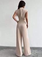 Macacão Elegante Feminino Social sem Mangas Pantalona