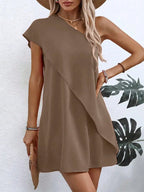 Vestido Curto Feminino Um Ombro Só Assimétrico 