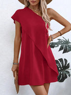 Vestido Curto Feminino Um Ombro Só Assimétrico 