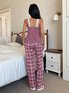  Pijama Feminino de Malha Regata e Calça Xadrez