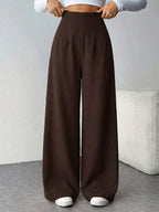 Calça Wide Leg Feminina Alfaiataria Texturizada com Zíper Lateral