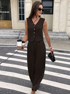 Conjunto Feminino Calça Soltinha e Colete 