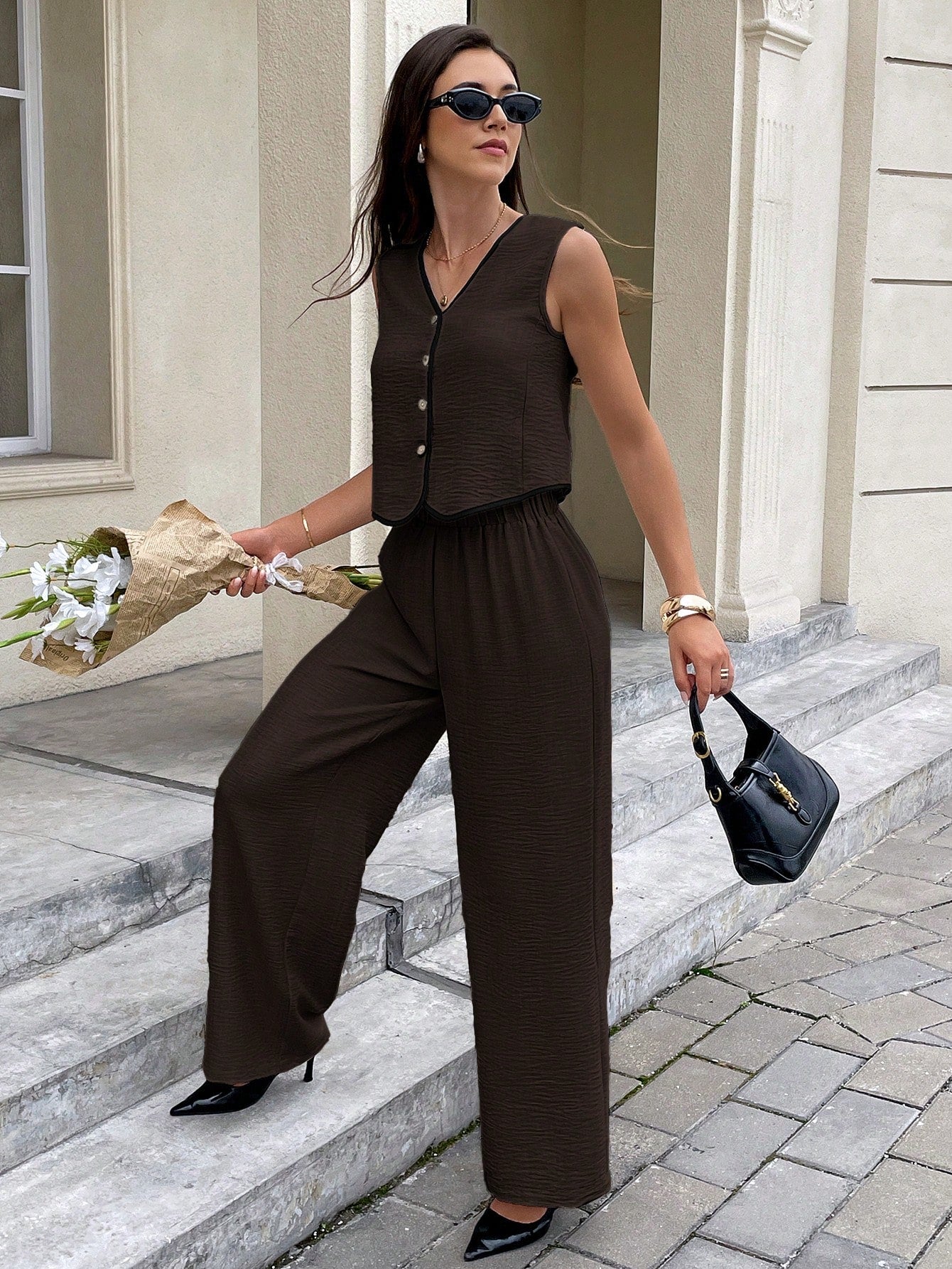 Conjunto Feminino Calça Soltinha e Colete 