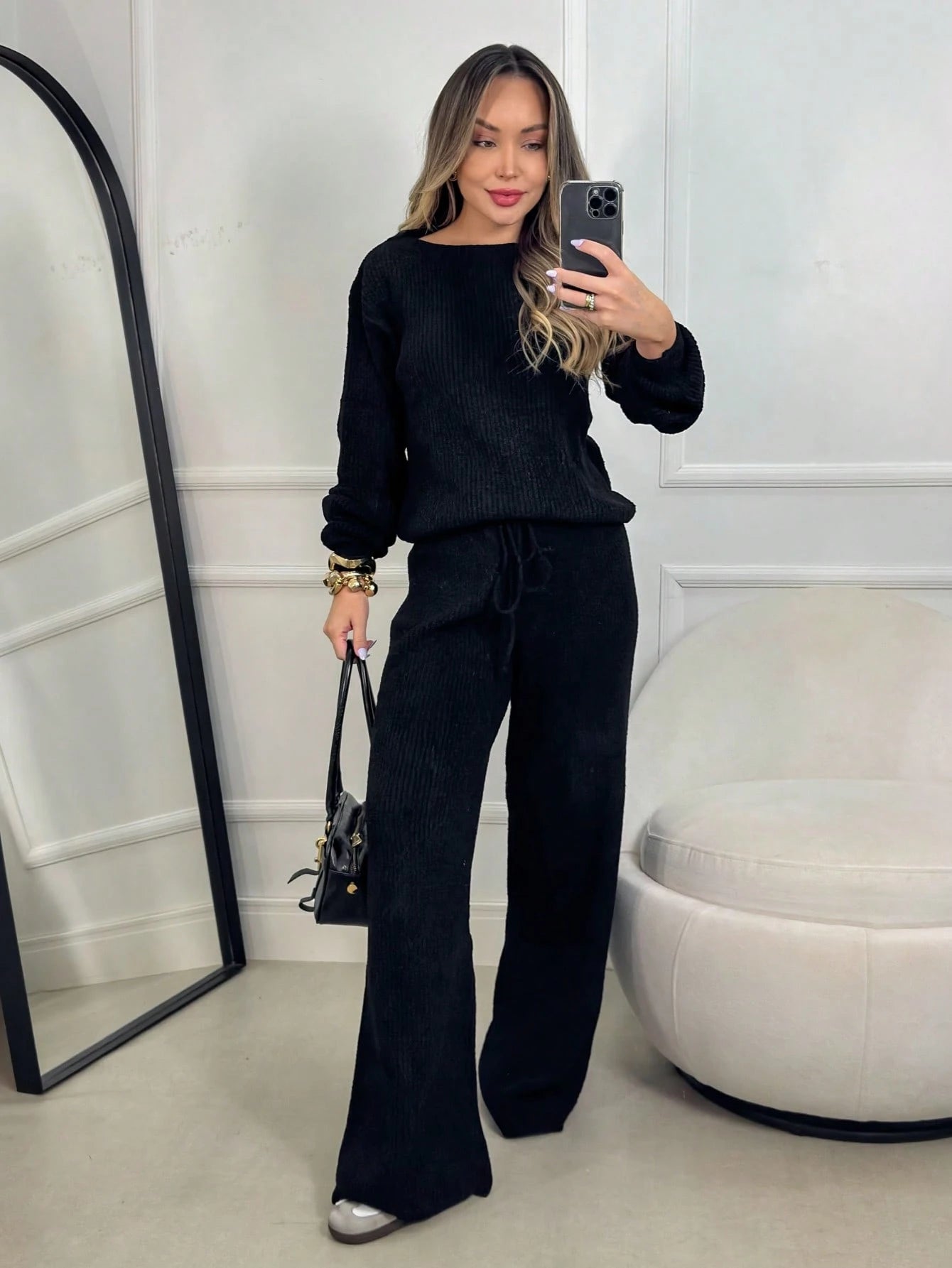 Conjunto de Tricot Mousse Feminino Inverno