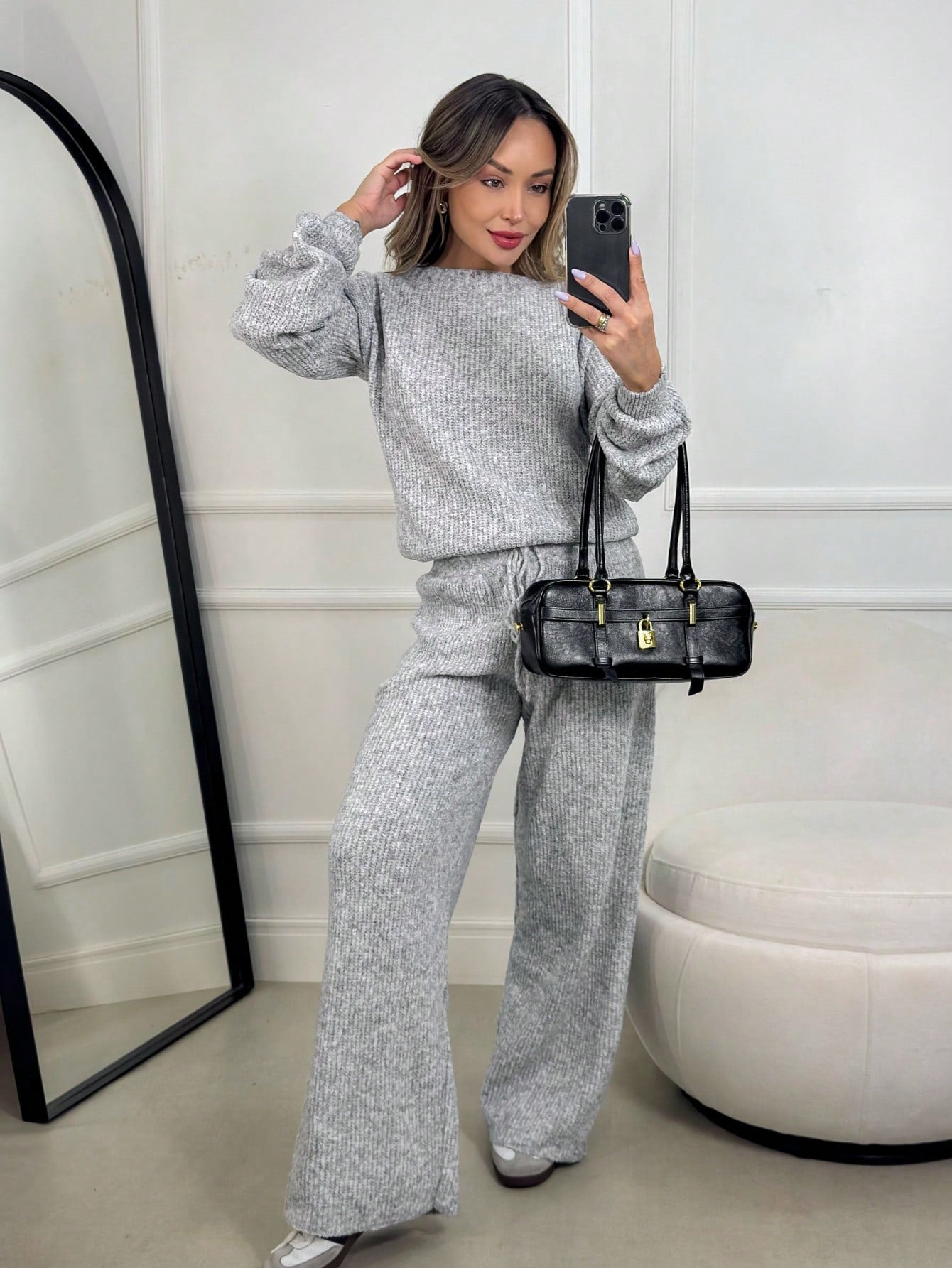 Conjunto de Tricot Mousse Feminino Inverno