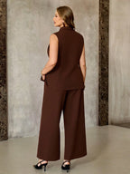 Conjunto Alfaiataria Plus Size Executivo Colete e Calça Pantalona 