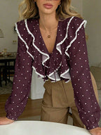 Camisa Feminina Elegante com Babado Poá