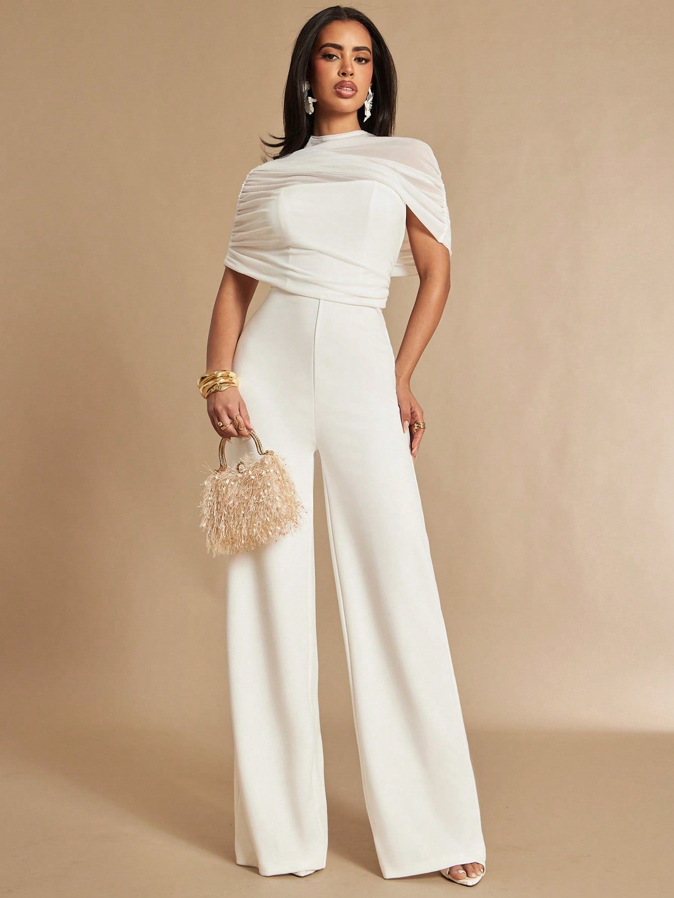 Macacão Feminino Elegante com Tule Social