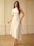 ZEYLAH Vestido Slip com Bainha Assimétrica, Primavera/Verão