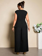 Conjunto Plus Size Elegante Assimétrico Pantalona