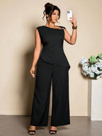 Conjunto Plus Size Elegante Assimétrico Pantalona