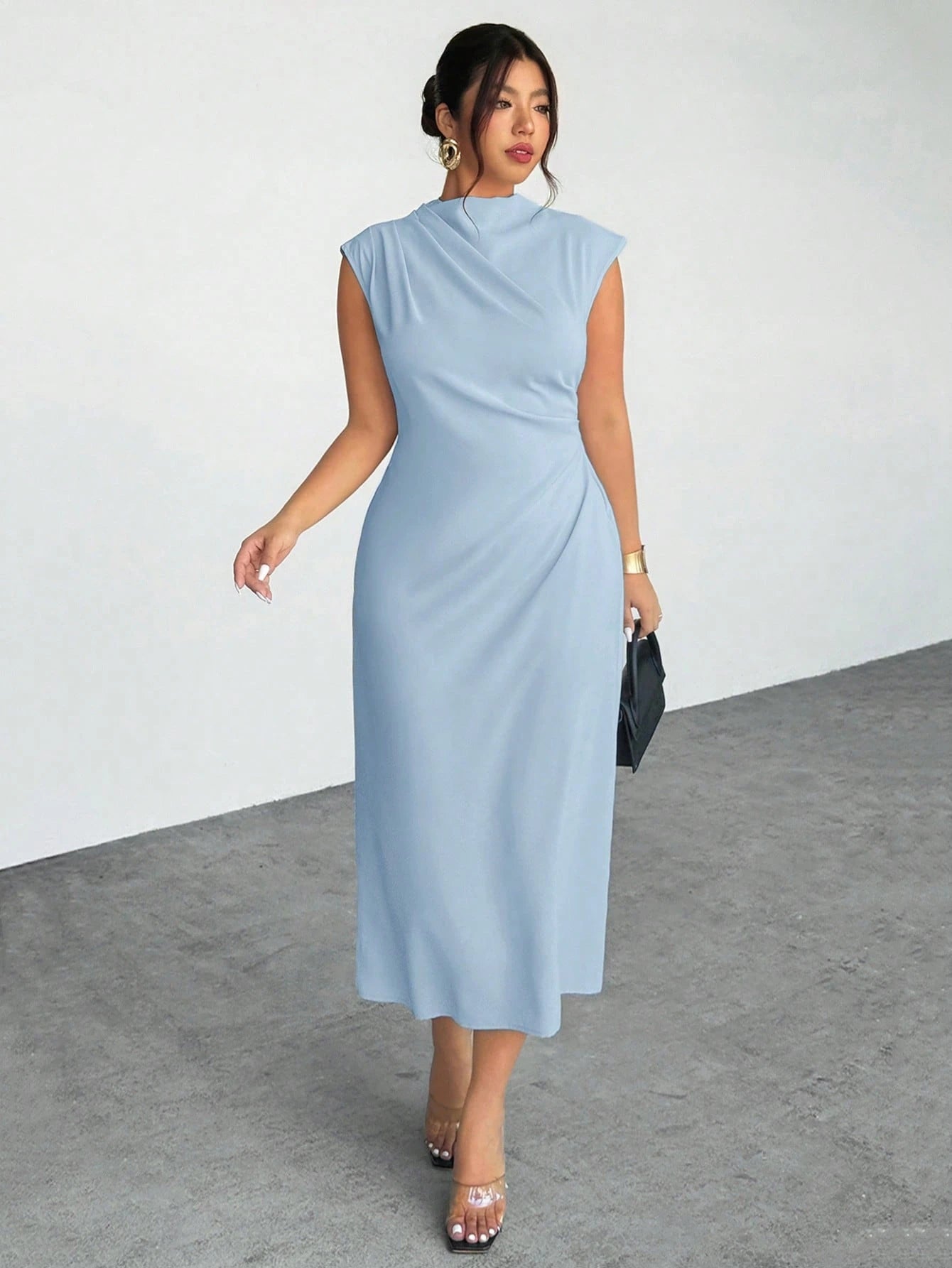 Vestido Plus Size Elegante Social Reto sem Manga