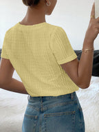 Siren Gaze Camiseta Casual Feminina de Manga Curta e Cor Sólida, Verão
