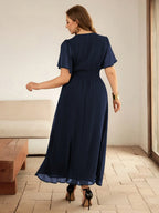 Vestido Longo Plus Size em Chiffon Festa Convidada