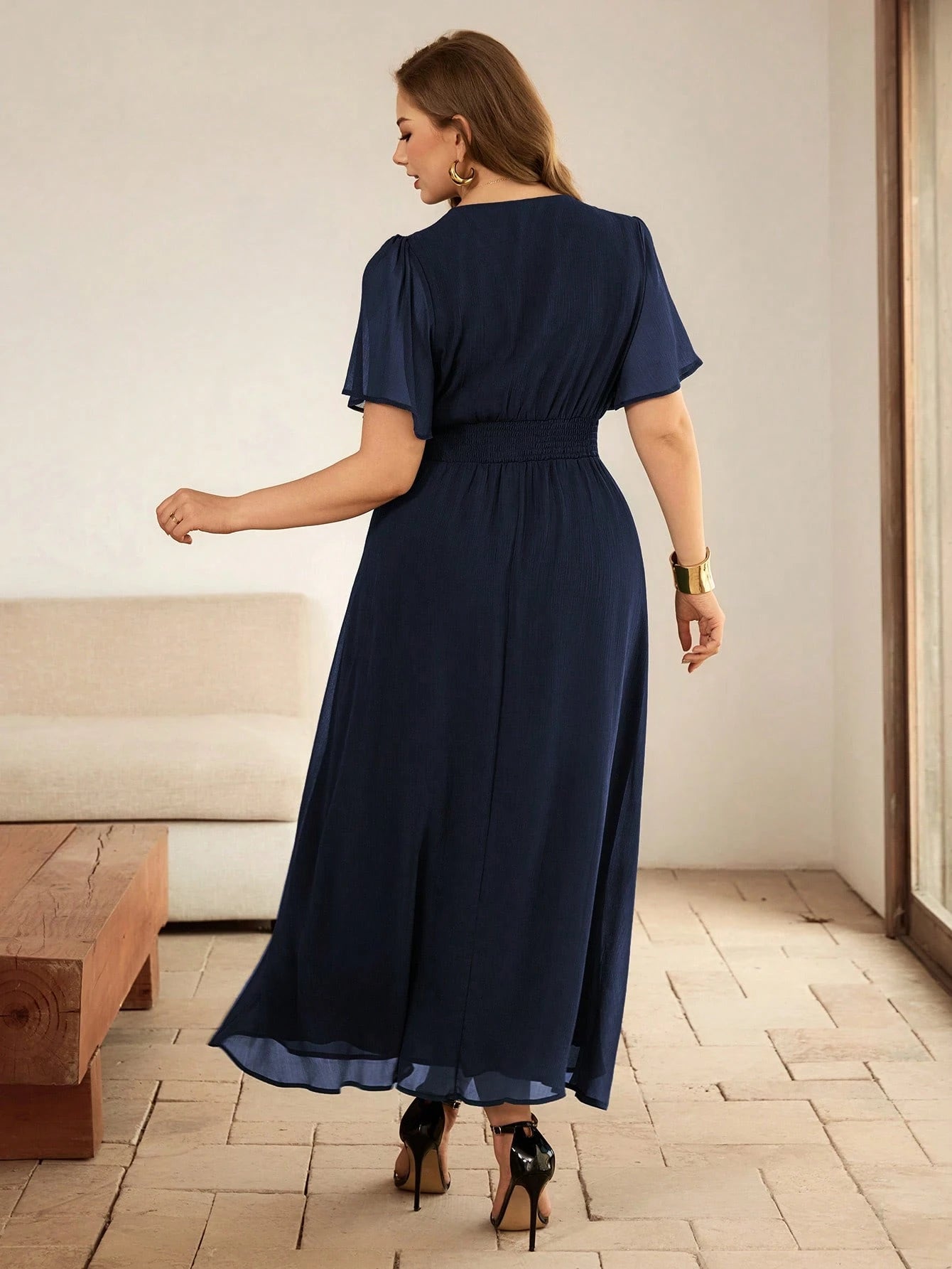 Vestido Longo Plus Size em Chiffon Festa Convidada