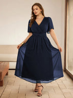 Vestido Longo Plus Size em Chiffon Festa Convidada
