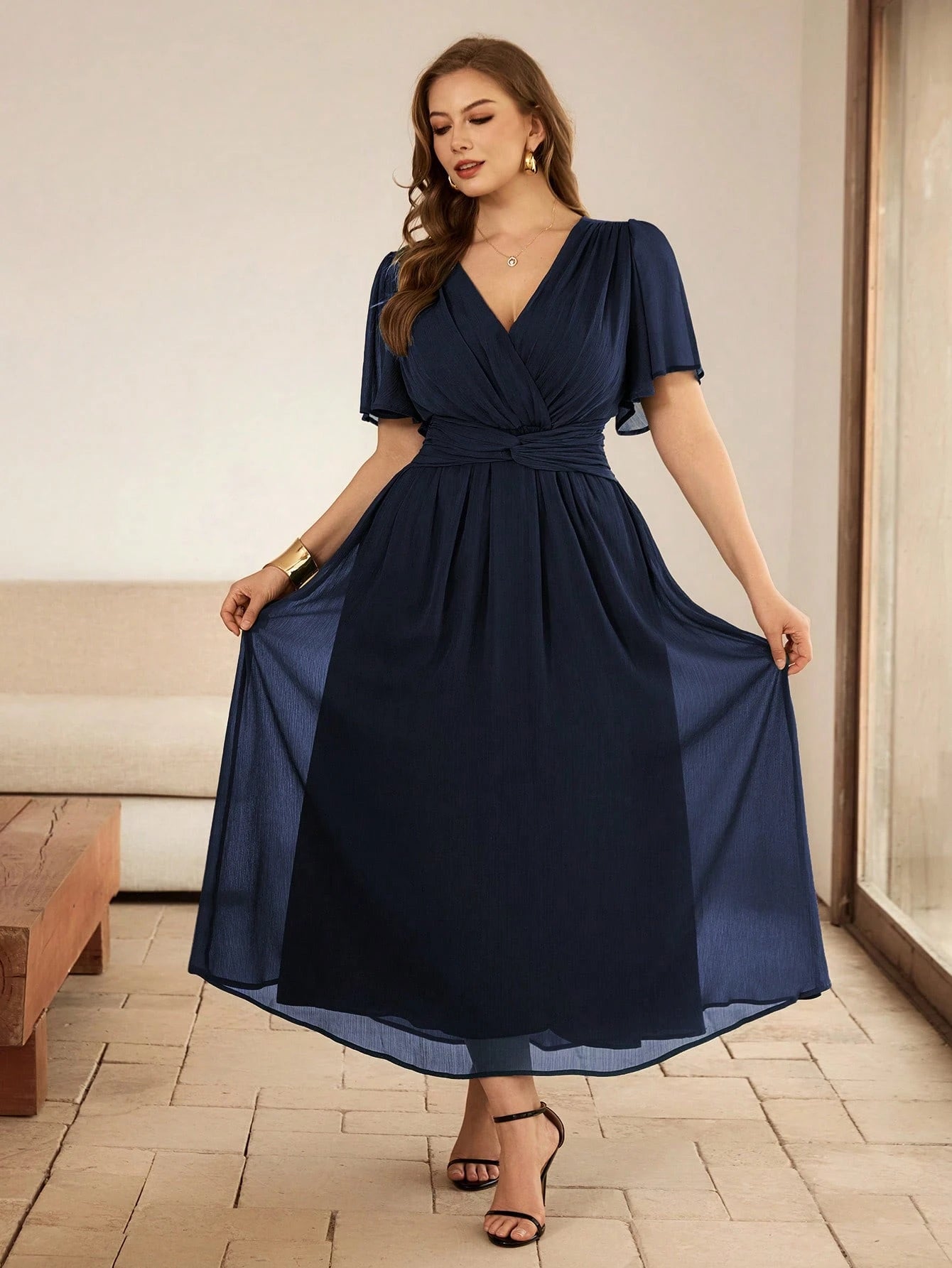 Vestido Longo Plus Size em Chiffon Festa Convidada