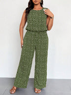 Macacão Plus Size Regata Floral Pantalona