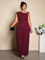 Conjunto Plus Size Elegante Assimétrico Pantalona