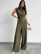 Macacão Elegante Feminino Social sem Mangas Pantalona