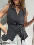 Colete Feminino Alfaiataria Envelope com Cinto