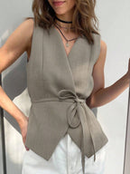 Colete Feminino Alfaiataria Envelope com Cinto