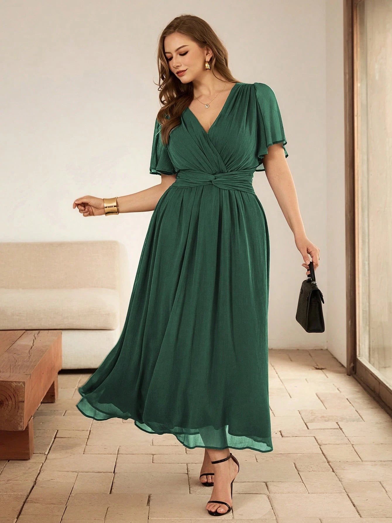 Vestido Longo Plus Size em Chiffon Festa Convidada