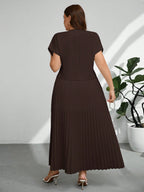 Conjunto Social Elegante Plus Size Blusa e Saia Plissada