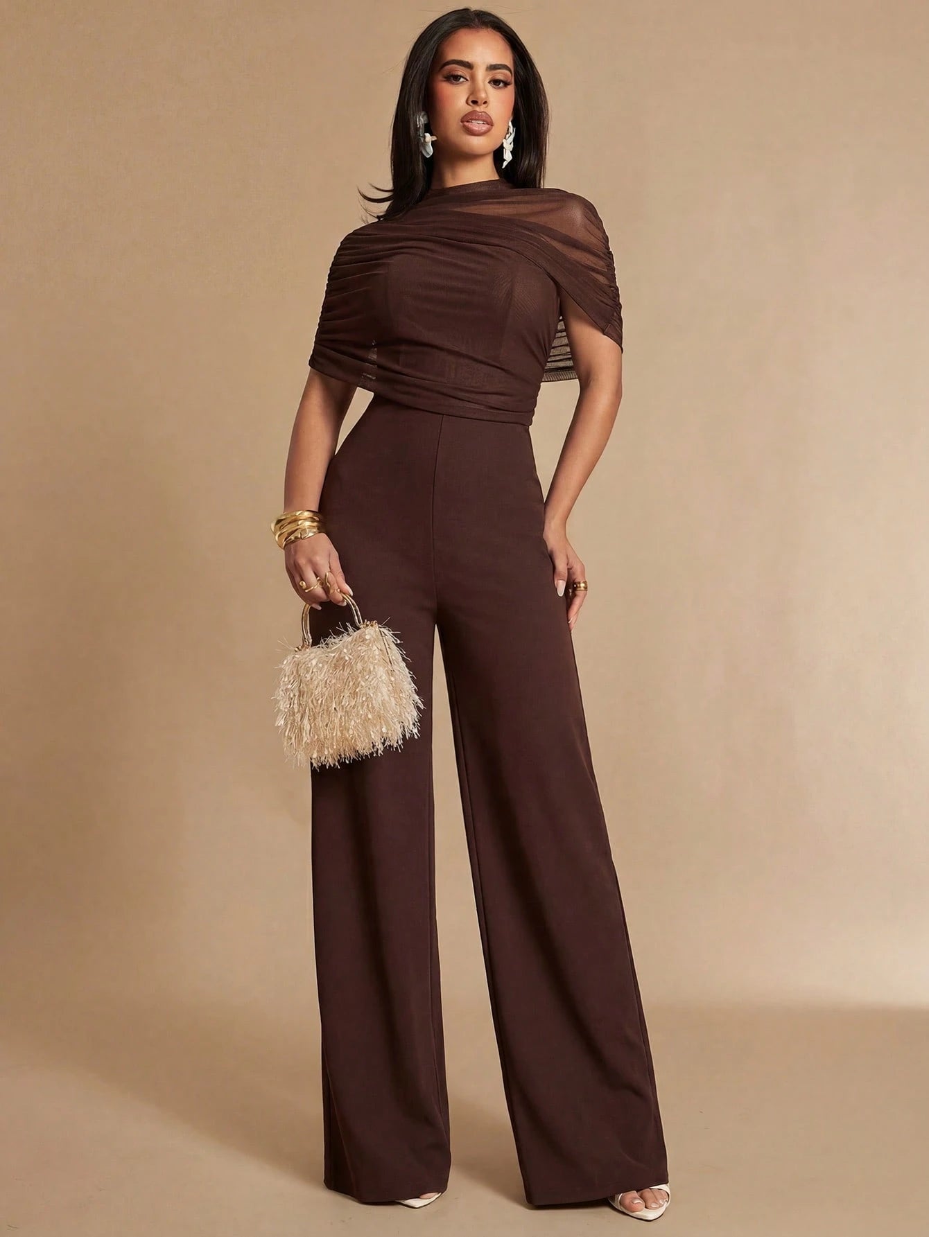 Macacão Feminino Elegante com Tule Social