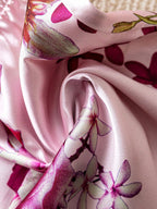 Conjunto Pijama Feminino Três Peças de Cetim Estampa Floral