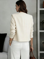 Blazer Feminino Elegante Curto Manga Longa 