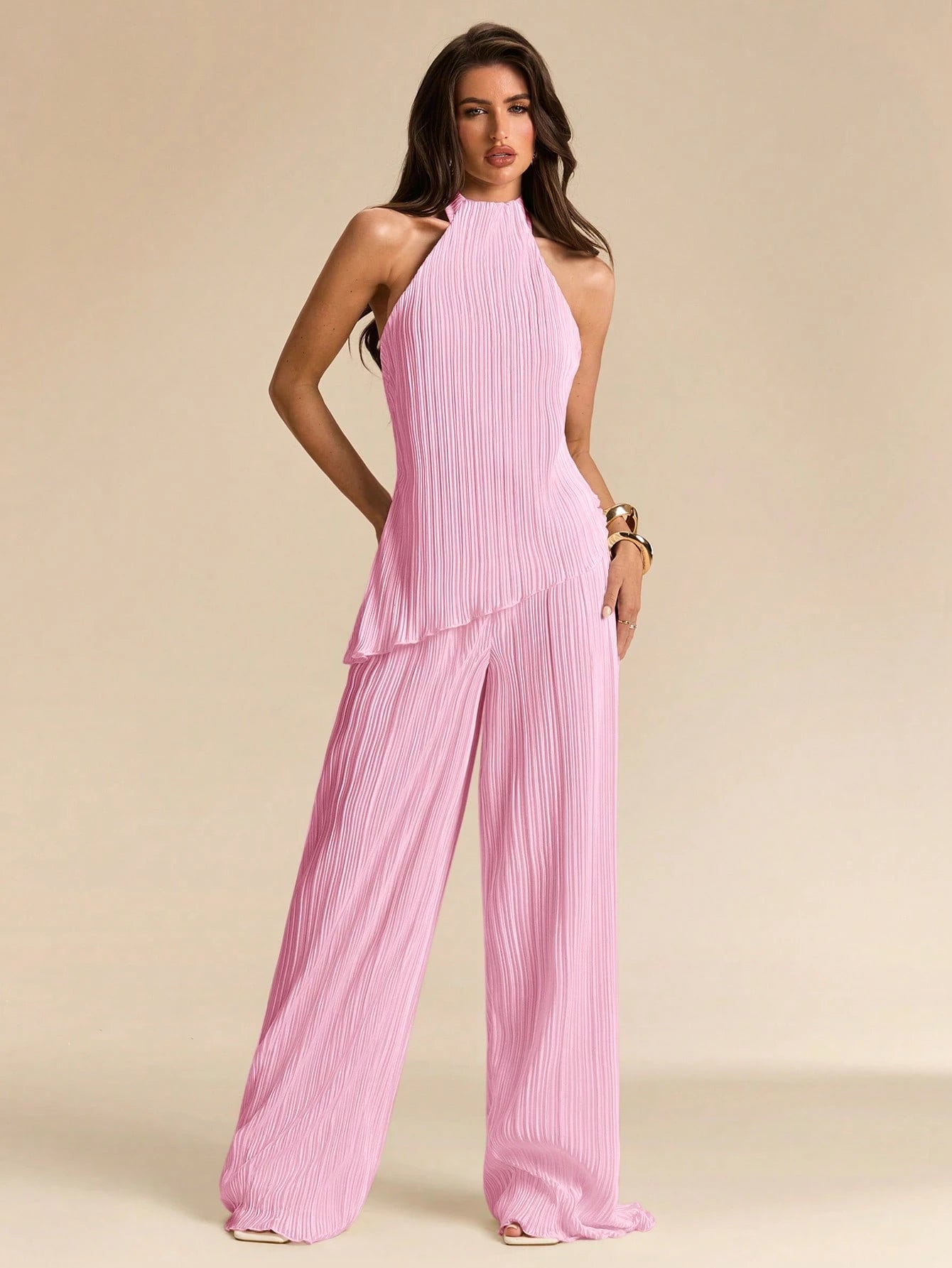 Conjunto Feminino Blusa Gola Princesa Assimétrica e Calça Soltinha