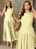 Vestido Longo Plus Size Sem Mangas em Chiffon Festa Convidada