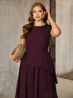 Vestido Longo Plus Size Sem Mangas em Chiffon Festa Convidada
