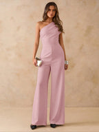Macacão Elegante Feminino Um Ombro Só Pantalona