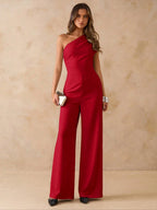 Macacão Elegante Feminino Um Ombro Só Pantalona