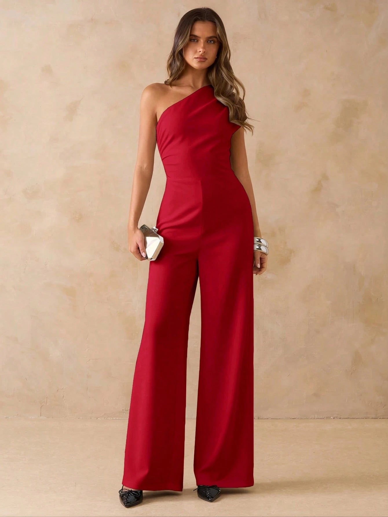 Macacão Elegante Feminino Um Ombro Só Pantalona