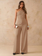 Macacão Elegante Feminino Um Ombro Só Pantalona