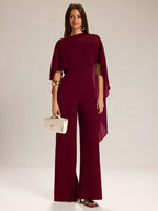 Macacão Feminino Elegante Manga Morcego com Tule