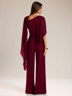 Macacão Feminino Elegante Manga Morcego com Tule