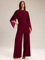 Macacão Feminino Elegante Manga Morcego com Tule