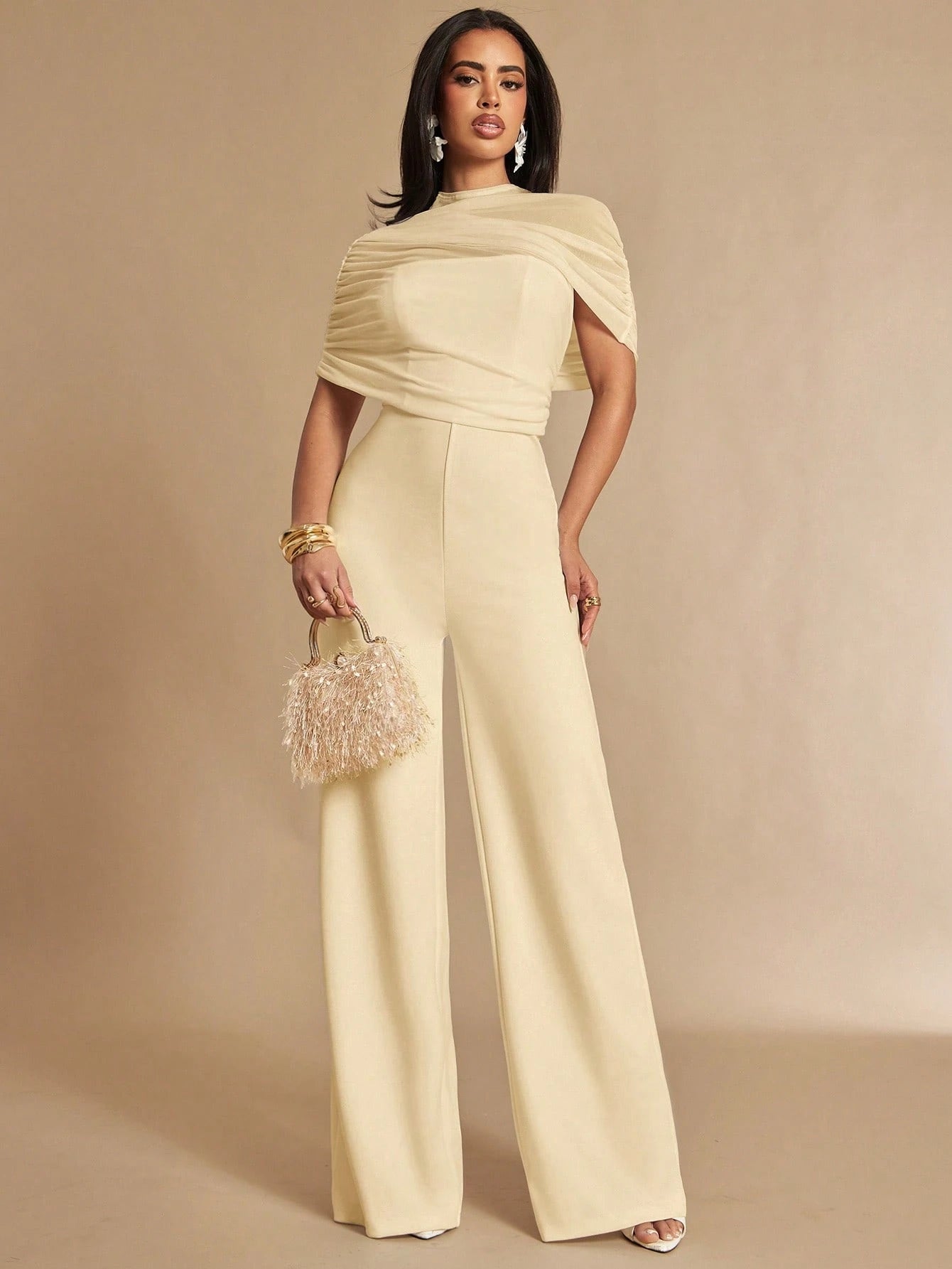Macacão Feminino Elegante com Tule Social